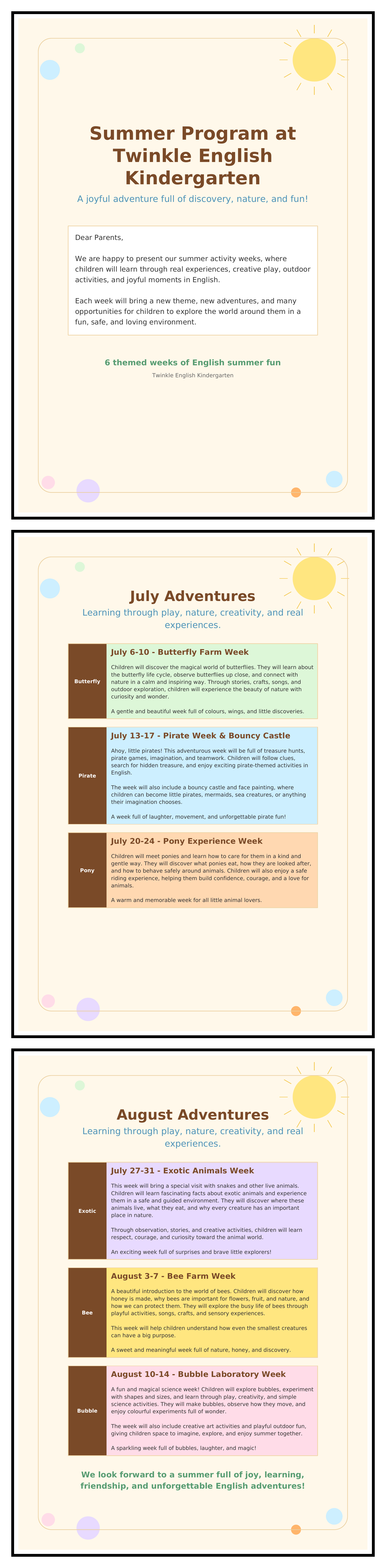Twinkle English Kindergarten Summer Program 2026